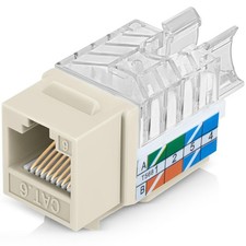 Everest 45 Angled RJ45 Cat6 Keystone Jacks 50-Pack in White Slim Profile Female picture