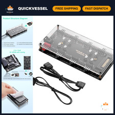 8-Channel PWM ARGB Fan Hub, 5V 3-Pin & 4-Pin Connector, RGB Lighting Control picture