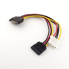1pc 15 Pin SATA to Molex 4 Pin + 15Pin Serial Hard Drive HDD Power Adapter Cable picture