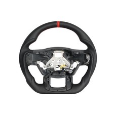 D-shaped Perforated Leather Grip Steering Wheel, Full Leather Steering Wheel ... picture
