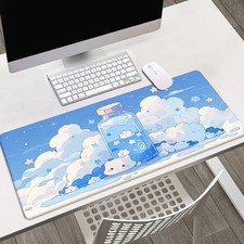 Oversized Animation Game Table Mat Mouse Pad - Soft Pastel And Pink Clouds wit picture