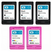 664XL Black & Tri-Color Ink Cartridges 5-Pack for DeskJet 4536 4676 Printer picture