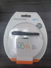 10-pk Memorex White Inkjet Hub Printable DVD-R; 16x 4.7GB 120m w/ Bonus Marker picture