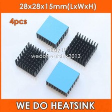 4pcs 28x28x20mm CPU Black Anodized Aluminum Heatsink With Thermal Tape Applied picture