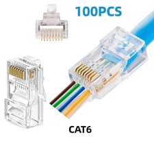 100pcs RJ45 Pass Through Modular Plug Network Cable Connector End 8P8C CAT6 CAT5 picture