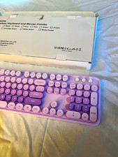 Wireless Keyboard Mouse Combo Purple MK258 QWERTY English Numeric Keypad picture
