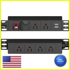 GUITK 10 inch Rack PDU 1U 6 Outlets 2 Front 4 Back Surge Protected 14AWG picture