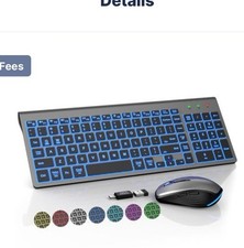 Wireless Keyboard and Mouse Combo Backlit - Compact Quiet Keyboard with RGB M... picture