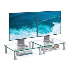 Simple Trending 2-Pack Tempered Glass Monitor Stand, Adjustable, Clear picture