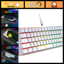 Compact Wired Mini Game Keyboard 61 Keys RGB Backlit, Red/Blue Switches, Office picture