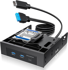GRAUGEAR 5.25 Inch Internal USB Hub Front Panel – USB‑C 20Gbps + 2X USB‑A 5Gbps, picture