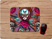 GRATEFUL DEAD SKULLS & ROSES ART CUSTOM COMPUTER MOUSE PAD MAT NONSLIP NEOPRENE picture