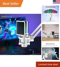 Zealsound RGB USB Gaming Microphone With Articulated Arm White Computer picture