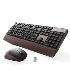Ergonomic Wireless Keyboard Mouse Combo Coffee Wrist Rest BK Chipset USB PC picture