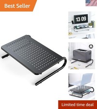 Ergonomic Black Monitor Riser with Vented Steel Shelf - Stylish Desk Organizer picture