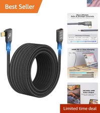 Braided 90 Degree USB C 3.2 Extender Cable - 20Gbps Data and 240W Charging picture
