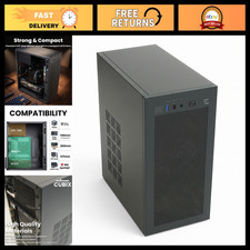 Compact Micro-ATX Mini ITX PC Case with 80mm Fan - Sleek Black Design, Ideal for picture
