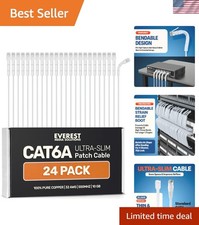 Everest Ultra Slim Cat6a Ethernet Patch Cables 2ft 24-Pack White - 10GB Cat 6... picture
