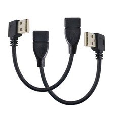 CY 2pcs/lot USB 2.0 Type-A Male to USB Female Left & Right Angled Cable 20cm picture