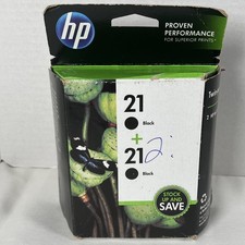 HP 21 Black Ink Cartridge Twin Pack C9508FN Factory Sealed New Exp 2015 picture