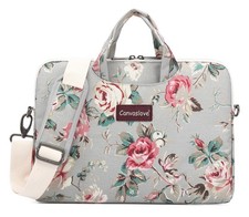 Canvaslove Rose Pattern Water Resistant Laptop Shoulder Messenger Bag for picture