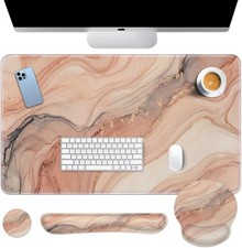 BN Keyboard Mouse Pad Set Abstract Modern 4 Piece Mousepad Set Pink Gold Marble picture