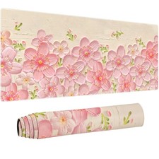Floral Desk Mat, 35.4 x 15.7 Inch, 3D Flower Design, Pink picture