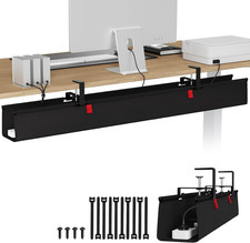 Extra Large No Drill Under Desk Cable Management Tray 48 Inches Black for Office picture