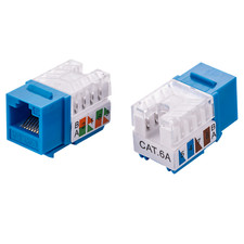 30 pcs Keystone Jack Cat6A 45-Degree Blue Network 110 Punch down 8P8C RJ45 picture