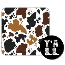 Black Brown White Cow Desk Set Mouse Pad and Coaster picture