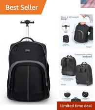 16 Inch Black Rolling Backpack with Foam Padded Laptop Compartment, Versatile picture