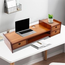 Bamboo Monitor Stand Riser with Storage Drawer Desk Laptop Organizer Stand Riser picture