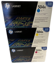 NEW SEALED HP 504A Tri Set (CE251A,CE252A,CE253A) Cyan, Yellow, Magenta picture