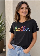 APPLE Rainbow “hello” T-SHIRT Black Employee iPhone Watch Cupertino Sz XS picture