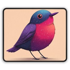 Colorful Starry Robin Gaming Mouse Pad | Cute Bird Desk Mat picture