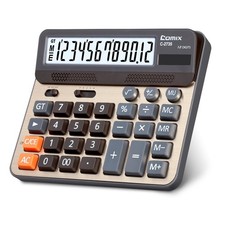 Desktop Calculator 12 Digit Large Button Gold Comix FBA_C 2735 Digits picture