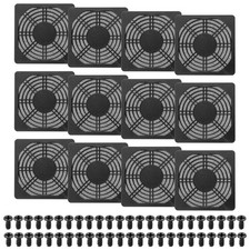 12Pcs 110mm Fan Filter Grill Plastic Ventilation Grill Cover with Screws, Black picture