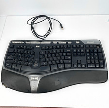 Microsoft Natural Ergonomic Keyboard 4000 USB Wired Missing Key Wrist Rest Wear picture
