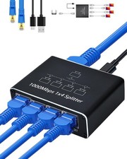 Gigabit Ethernet Splitter 1 to 4, 1000Mbps RJ45 Network Ethernet Switch Network picture