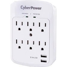 CyberPower P600WU 6-Outlet Professional Surge Protector Wall Outlet Wall Tap picture