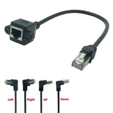 Angle RJ45 Male to Female Screw Panel Mount Ethernet LAN Network Extension Cable picture