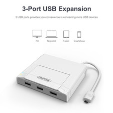 Unitek USB 2.0 3-Port + Fast Ethernet OTG Dock Y-2175 White picture