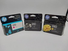 HP 910 Ink Cartridges - 3 Brand New Packs (B,M,Y) Genuine Expires 2027+ picture
