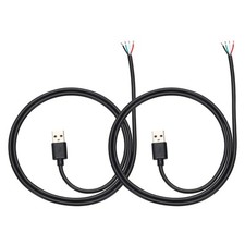2Pcs 0.5m/1.64Ft USB Pigtail Cable, 5V 2.4A USB A to 4 Pin Bare Wires, Black picture
