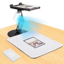 Trading Card Scanner Stand with Magnetic LED Light & Foldable Phone Holder - Qui picture