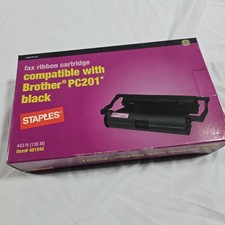 NEW STAPLES FAX RIBBON CARTRIDGE COMPATIBLE WITH BROTHER PC201 BLACK - SEALED picture