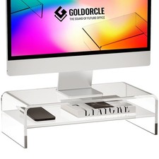 Clear Acrylic Monitor Stand Riser - Large Computer Display Organizer, Ergonomic picture
