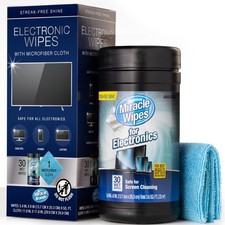 Electronics Screen Wipes for TV, Phones, Monitors + Microfiber Towel (30 Count) picture