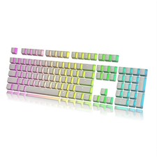 Double Shot PBT Pudding Keycaps for MX Switches - ANSI/ISO, OEM Profile, White picture