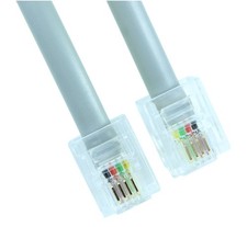 14Ft RJ11 Modular Telephone Cable  (6P4C 4 Conductor/2 Lines Reverse for Voice picture